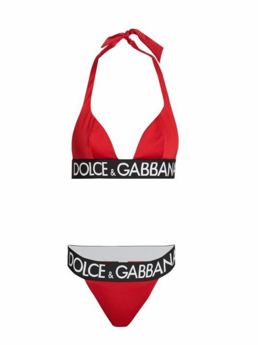 Women'S Clothing * | Dolce&Gabbana Capri Banded Logo Triangle Bikini Set