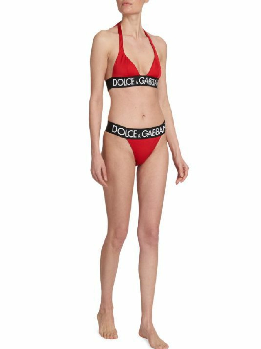 Women'S Clothing * | Dolce&Gabbana Capri Banded Logo Triangle Bikini Set