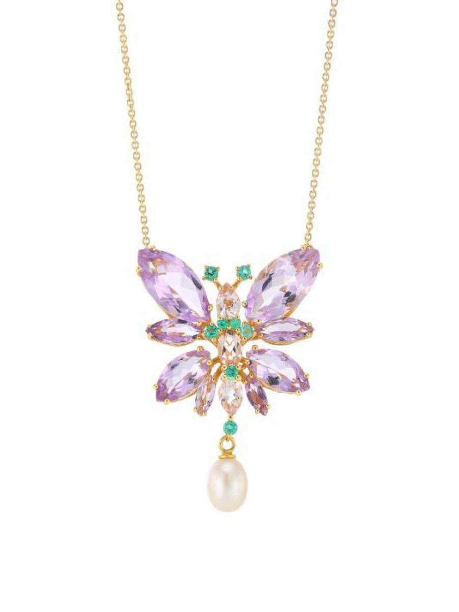 Jewelry * | Dolce&Gabbana 18K Yellow Gold & Multi-Stone Butterfly Pendant Necklace