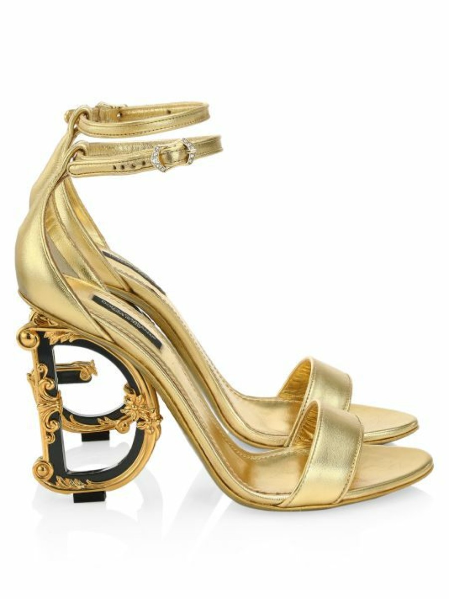 Men * | Dolce&Gabbana Sculpted-Heel Metallic Leather Sandals