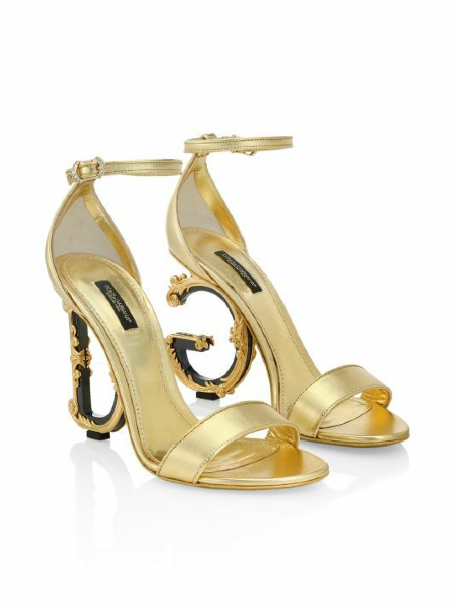 Men * | Dolce&Gabbana Sculpted-Heel Metallic Leather Sandals