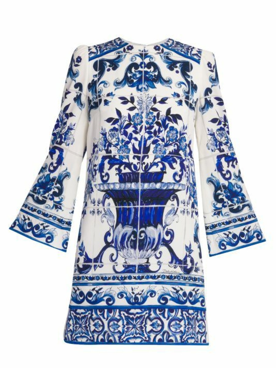 Women'S Clothing * | Dolce&Gabbana Blu Mediterraneo Painterly-Print Minidress