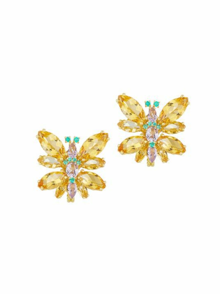 Jewelry * | Dolce&Gabbana 18K Yellow Gold Mixed Gemstone Butterfly Earrings