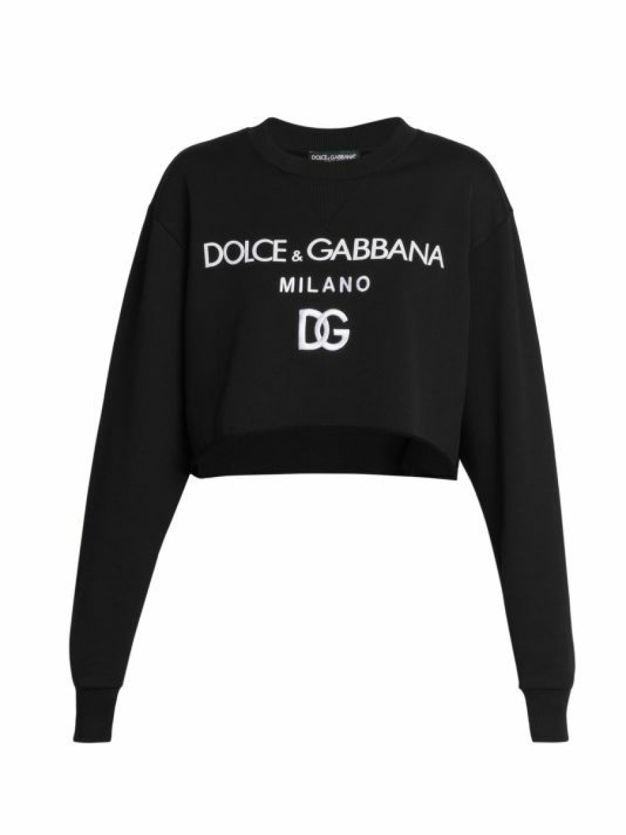 Women'S Clothing * | Dolce&Gabbana Zebra Cropped Logo-Embroidered Sweatshirt