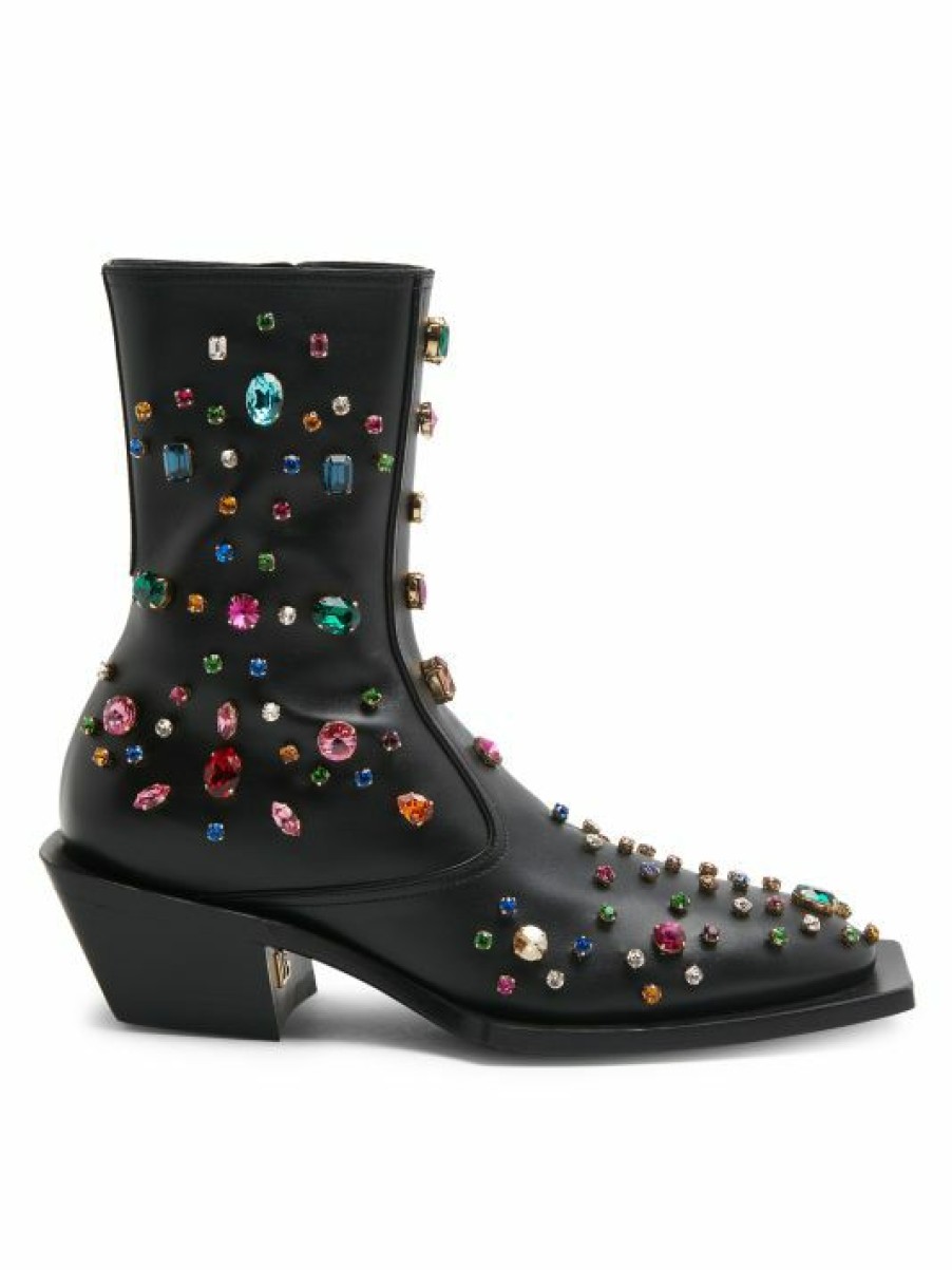 Men * | Dolce&Gabbana Embellished Leather Boots For Men