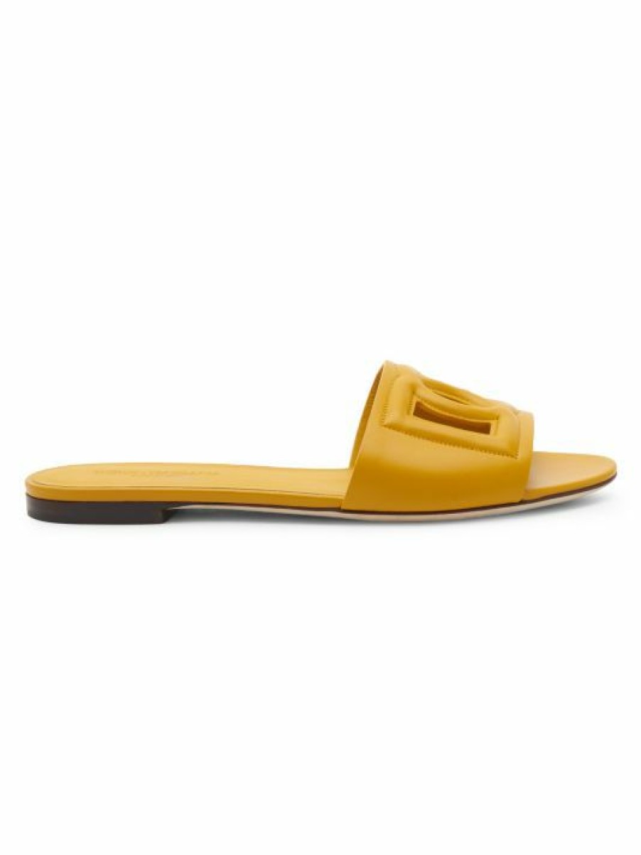 Men * | Dolce&Gabbana Dg Cutout Leather Slides