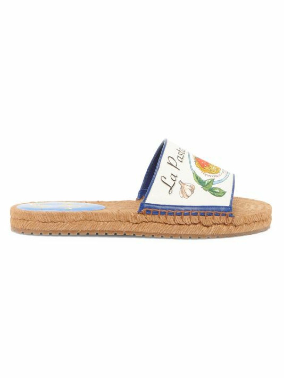 Men * | Dolce&Gabbana Pasta-Print Canvas Espadrille Slides