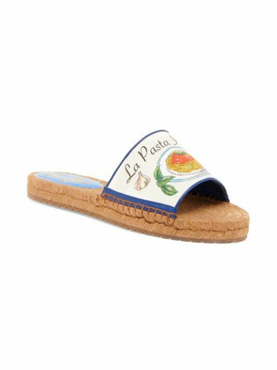 Men * | Dolce&Gabbana Pasta-Print Canvas Espadrille Slides