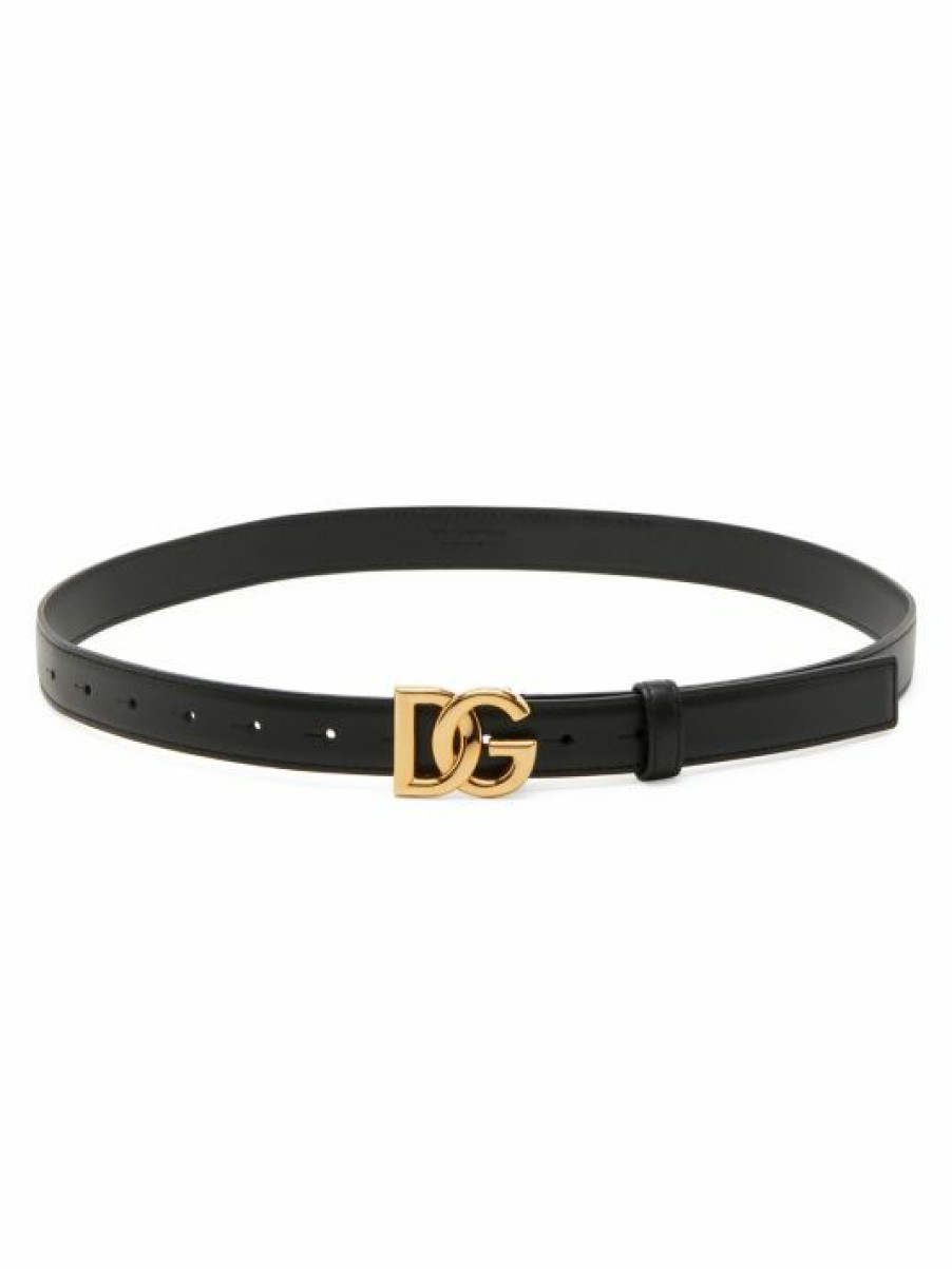 Accessories * | Dolce&Gabbana Dg Logo Buckle Leather Belt