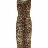 Women'S Clothing * | Dolce&Gabbana Silk-Blend Leopard-Print Sheath Dress