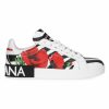 Men * | Dolce&Gabbana Portofino Zebra Peonies Leather Sneakers