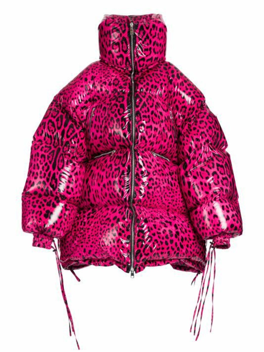 Men * | Dolce&Gabbana Oversized Leopard Print Puffer Coat