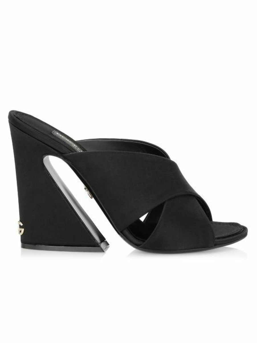 Men * | Dolce&Gabbana Dg Logo Satin Block-Heel Mules