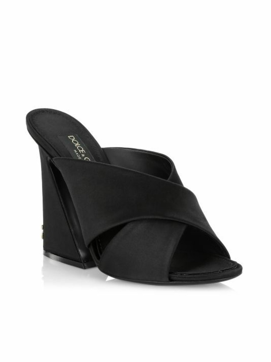 Men * | Dolce&Gabbana Dg Logo Satin Block-Heel Mules