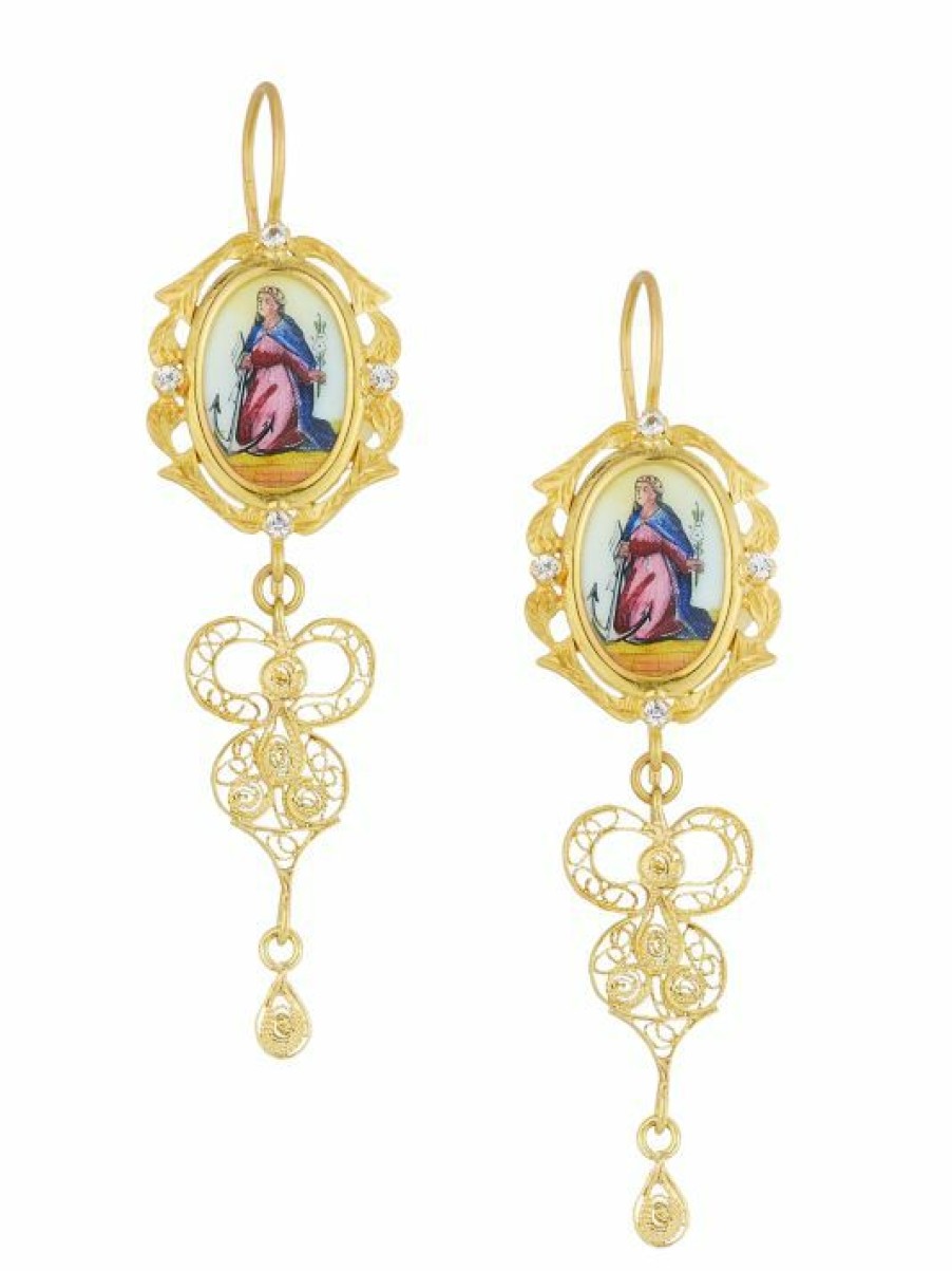 Jewelry * | Dolce&Gabbana 18K Yellow Gold & Antique Enamel Medal Drop Earrings