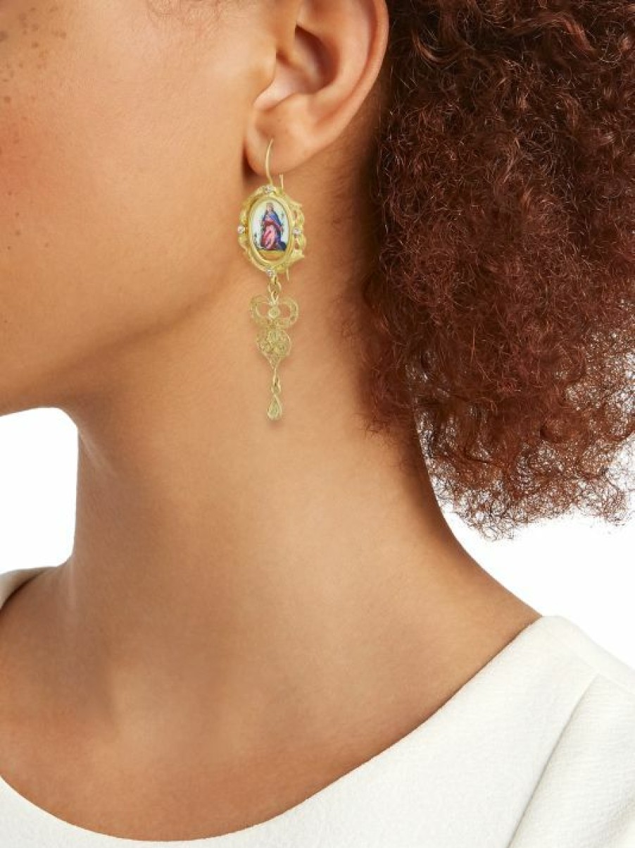 Jewelry * | Dolce&Gabbana 18K Yellow Gold & Antique Enamel Medal Drop Earrings