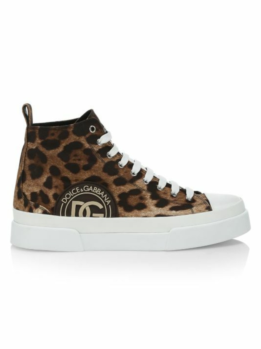 Men * | Dolce&Gabbana Leopard-Print High-Top Sneakers For Men