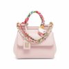 Handbags * | Dolce&Gabbana Small Sicily Scarf Leather Satchel Rosa Carne