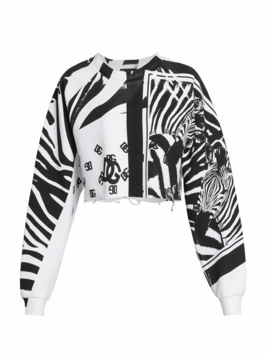 Women'S Clothing * | Dolce&Gabbana Zebra Cropped Zebra & Logo-Print Sweatshirt