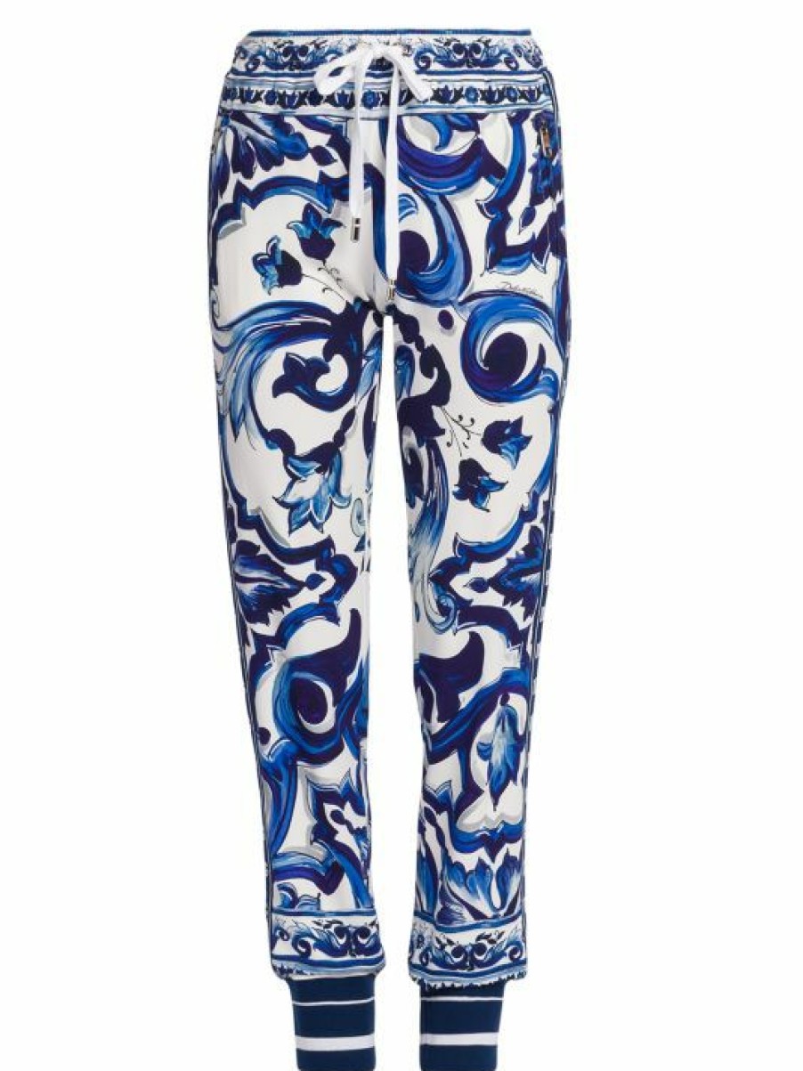 Men * | Dolce&Gabbana Blu Mediterraneo Cady Painterly Elasticized Joggers