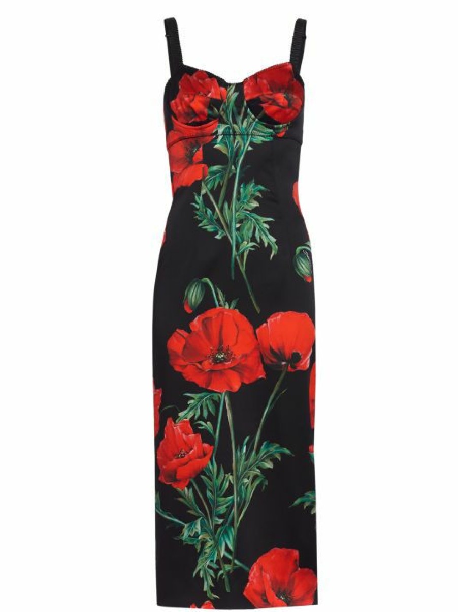 Women'S Clothing * | Dolce&Gabbana Painterly Floral Knee-Length Dress