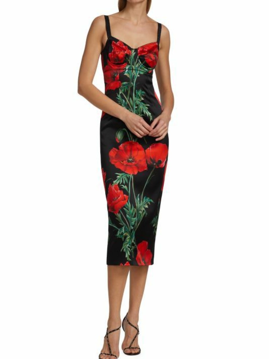 Women'S Clothing * | Dolce&Gabbana Painterly Floral Knee-Length Dress