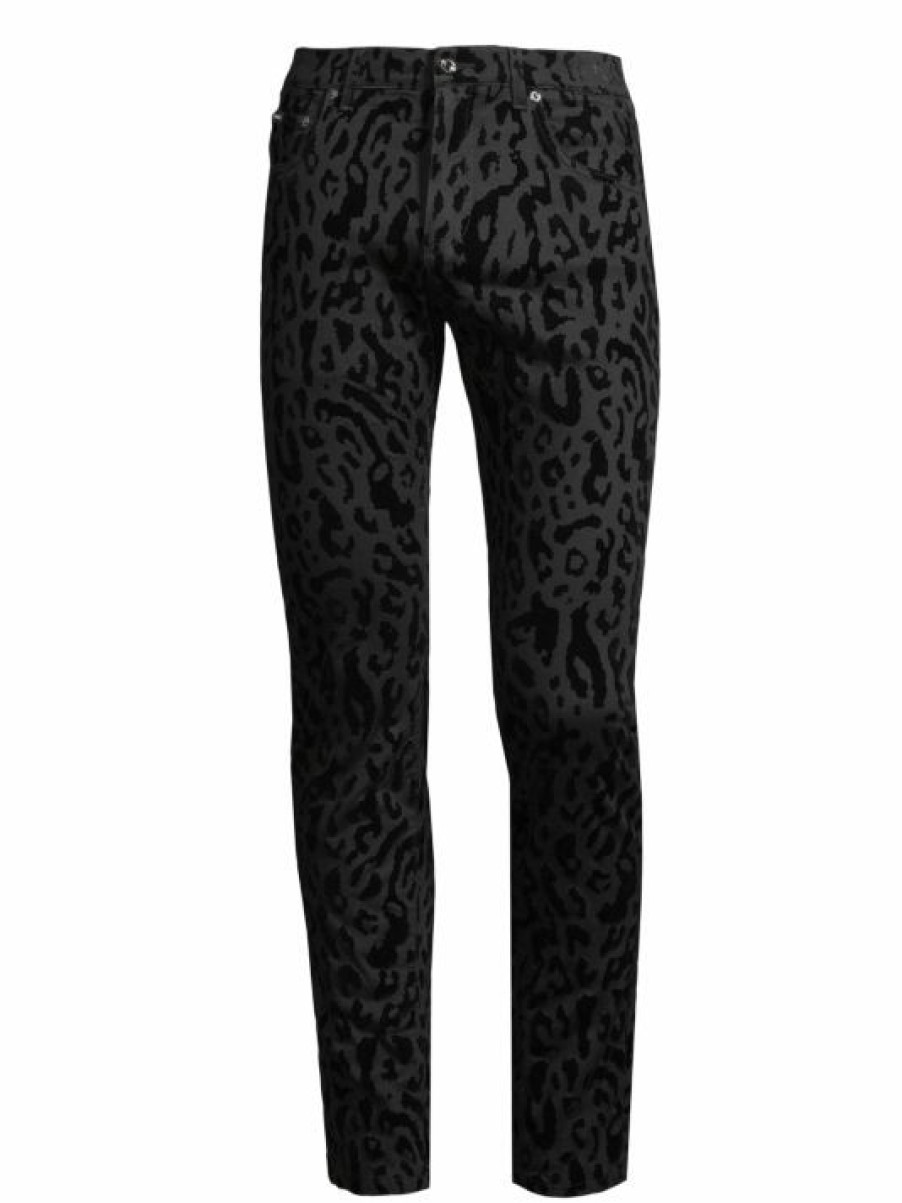 Men * | Dolce&Gabbana Leopard-Print Flocked Skinny Jeans For Men