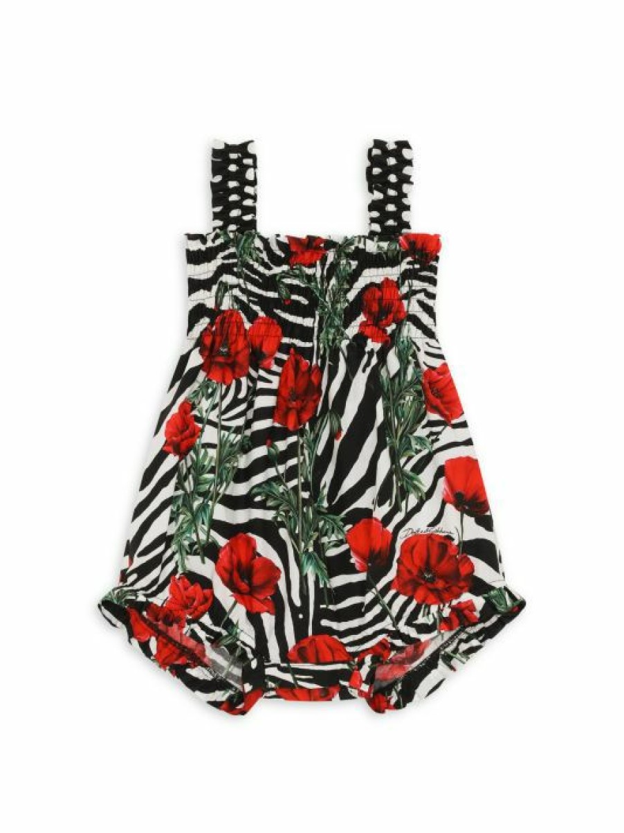 Kids * | Dolce&Gabbana Baby Girl'S Papaveri Cotton Romper For Kids