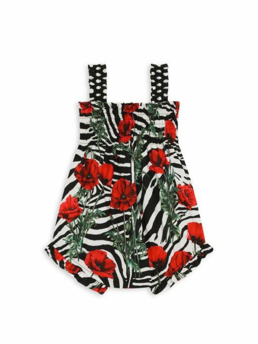 Kids * | Dolce&Gabbana Baby Girl'S Papaveri Cotton Romper For Kids