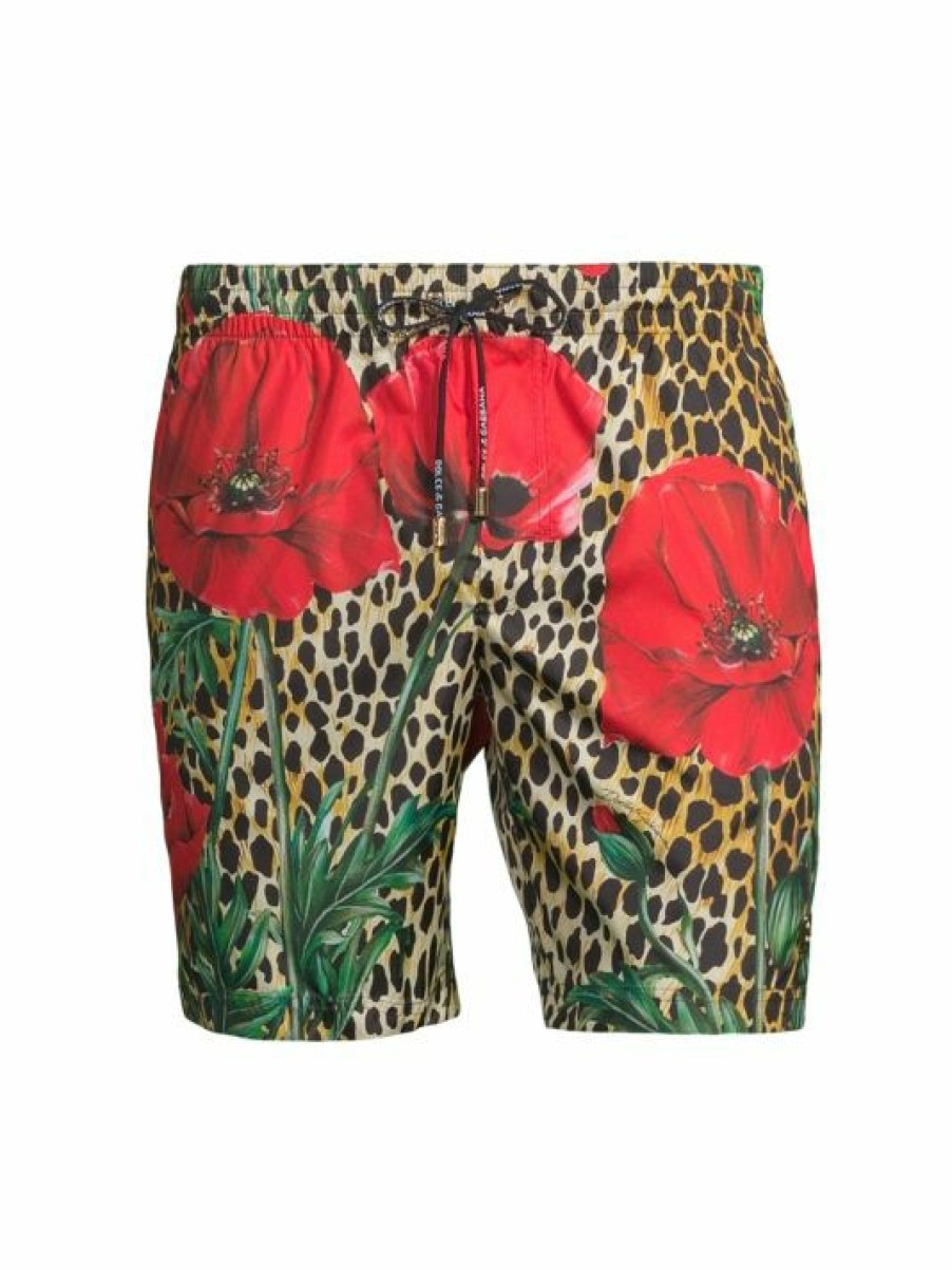 Men * | Dolce&Gabbana Floral & Animal Print Swim Trunks For Men