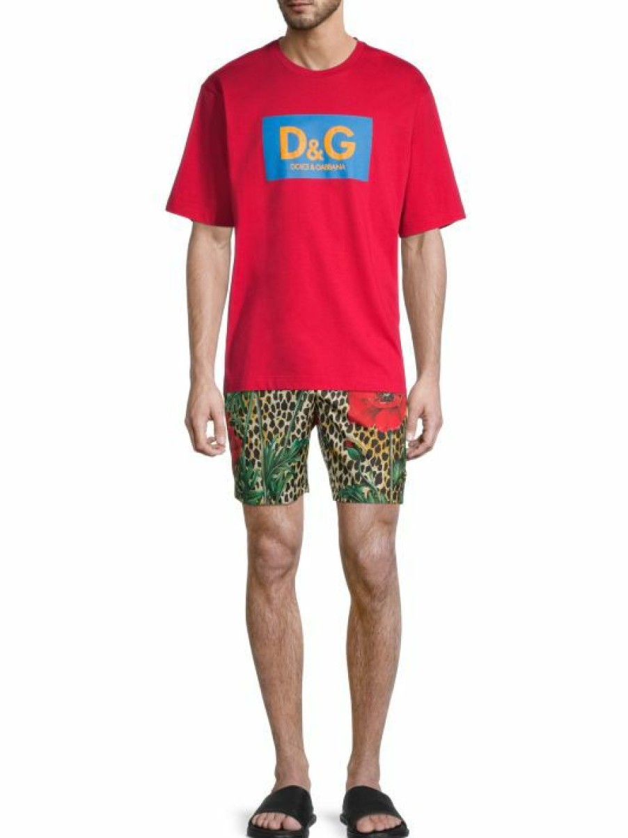 Men * | Dolce&Gabbana Floral & Animal Print Swim Trunks For Men