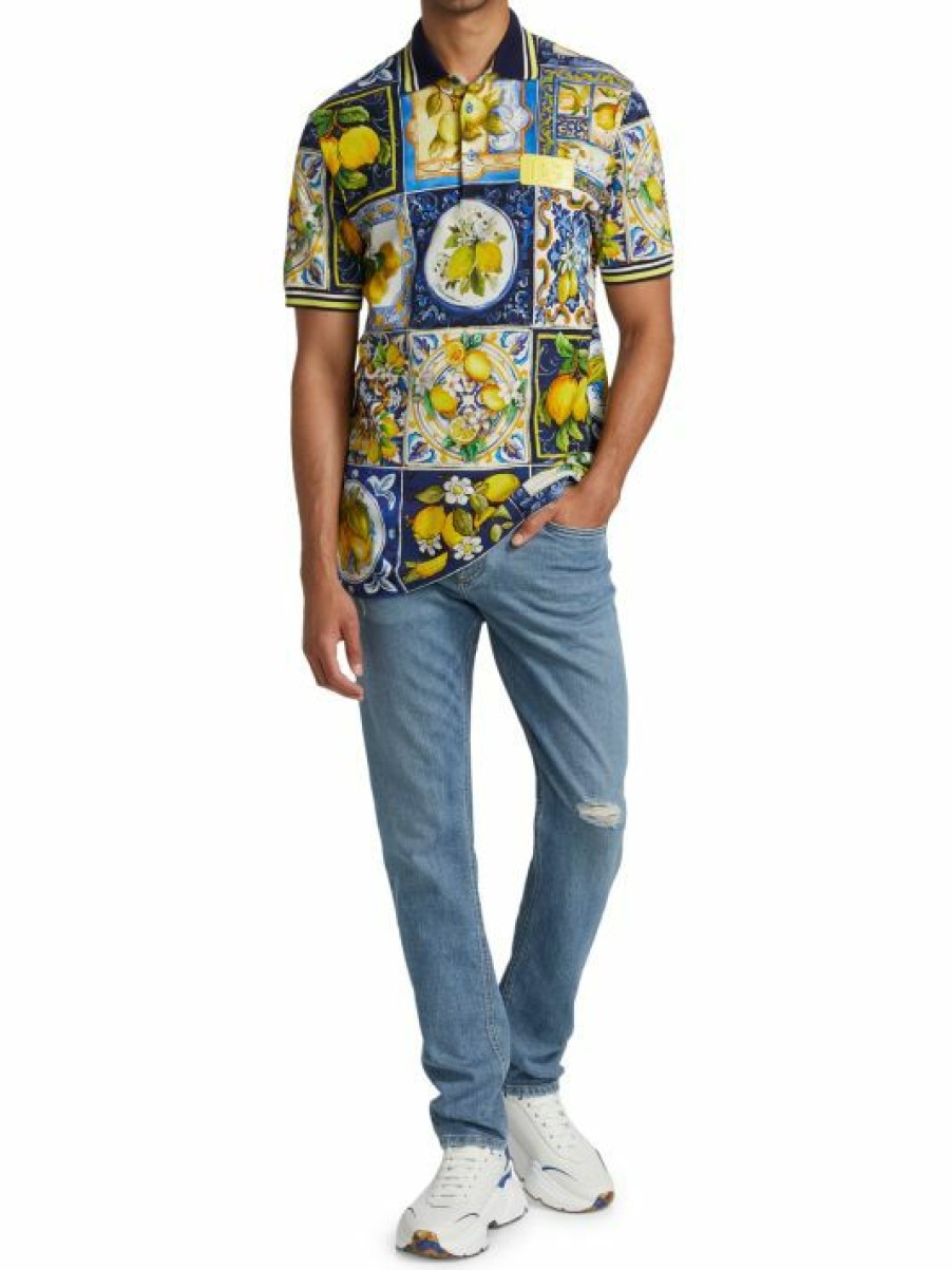 Men * | Dolce&Gabbana Printed Pocket Ripped Jeans For Men