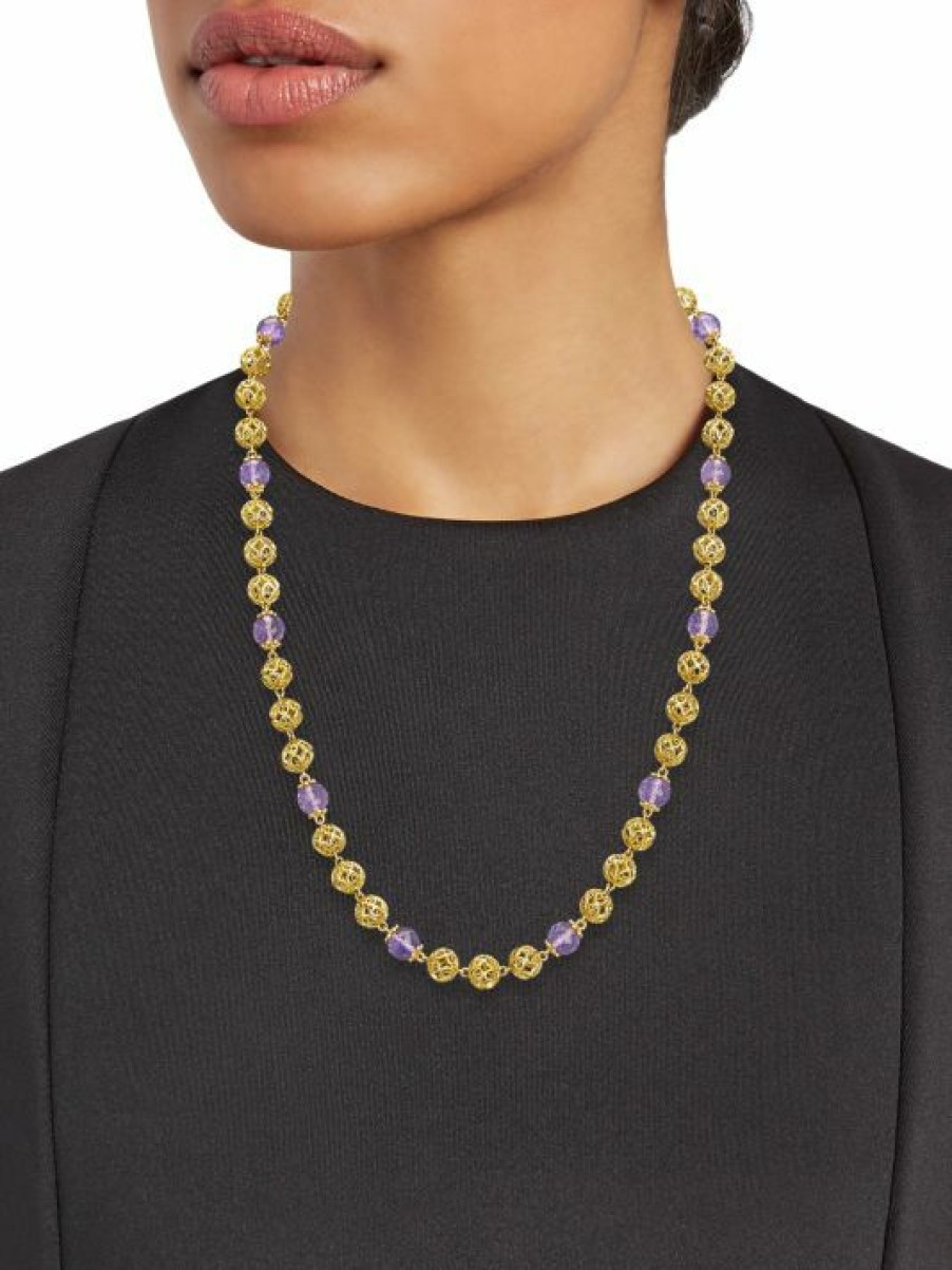 Jewelry * | Dolce&Gabbana 18K Gold Amethyst Sphere Necklace