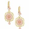 Jewelry * | Dolce&Gabbana 18K Yellow Gold Pink Opal Rose Pendant Earrings