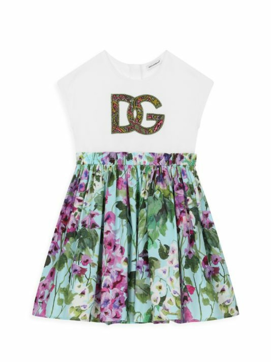 Kids * | Dolce&Gabbana Little Girl'S & Girl'S Embroidered Logo Floral Print Dress For Kids