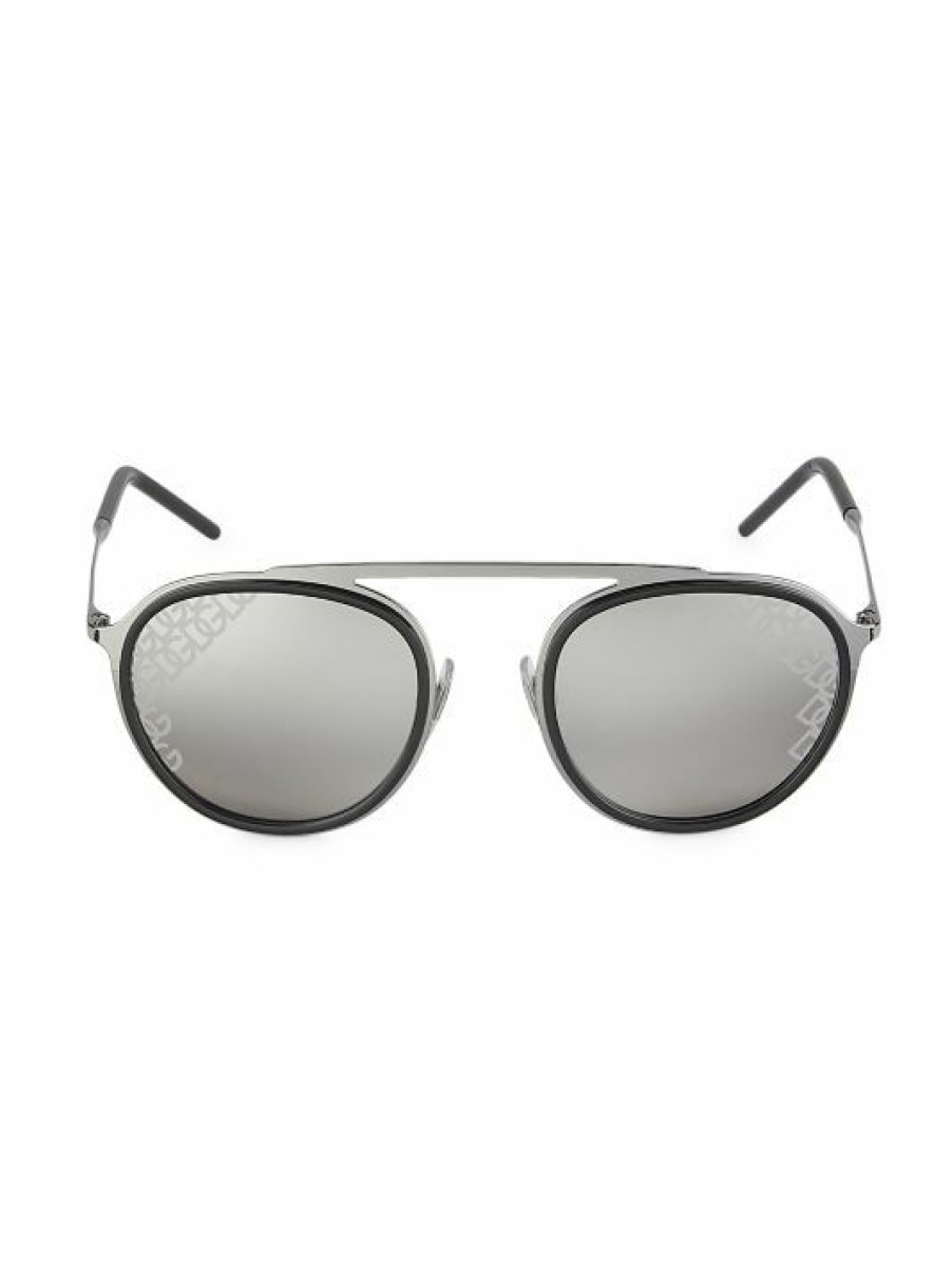 Accessories * | Dolce&Gabbana 53Mm Round Logo Sunglasses For Men