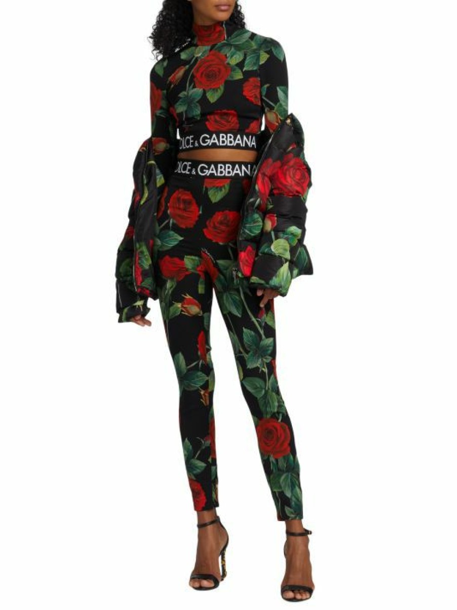 Men * | Dolce&Gabbana Logo Waist & Floral-Print Leggings