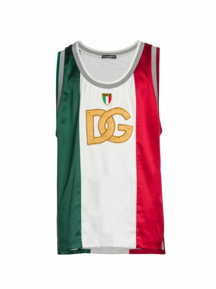 Men * | Dolce&Gabbana Tricolor Satin Logo Jersey For Men