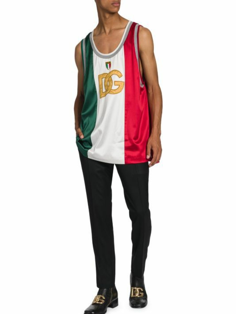 Men * | Dolce&Gabbana Tricolor Satin Logo Jersey For Men