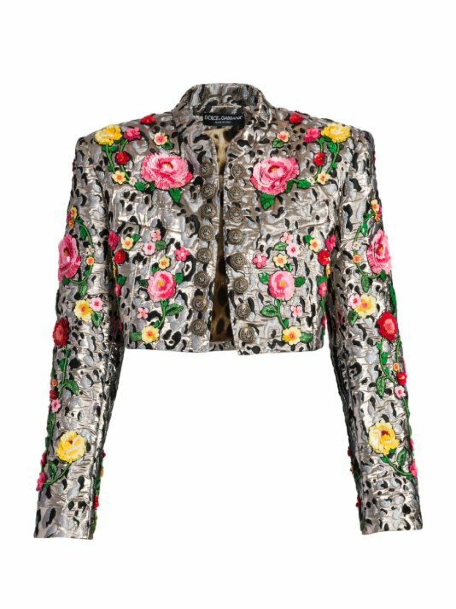 Men * | Dolce&Gabbana Sequined Jacquard Crop Jacket