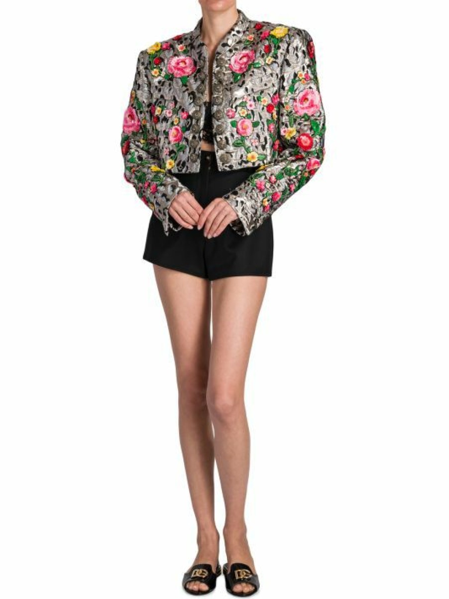 Men * | Dolce&Gabbana Sequined Jacquard Crop Jacket