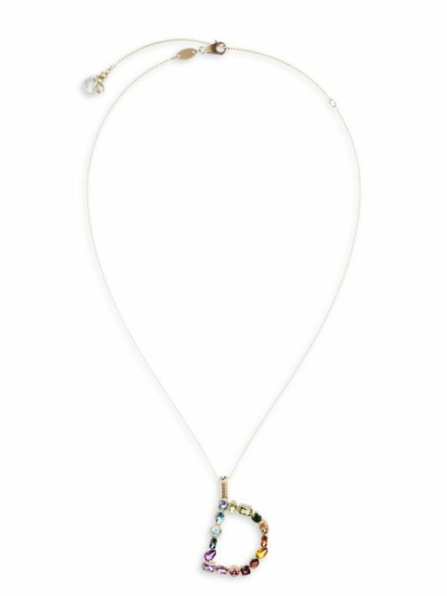 Jewelry * | Dolce&Gabbana Rainbow Alphabet 18K Gold & Gemstone Initial D Pendant Necklace