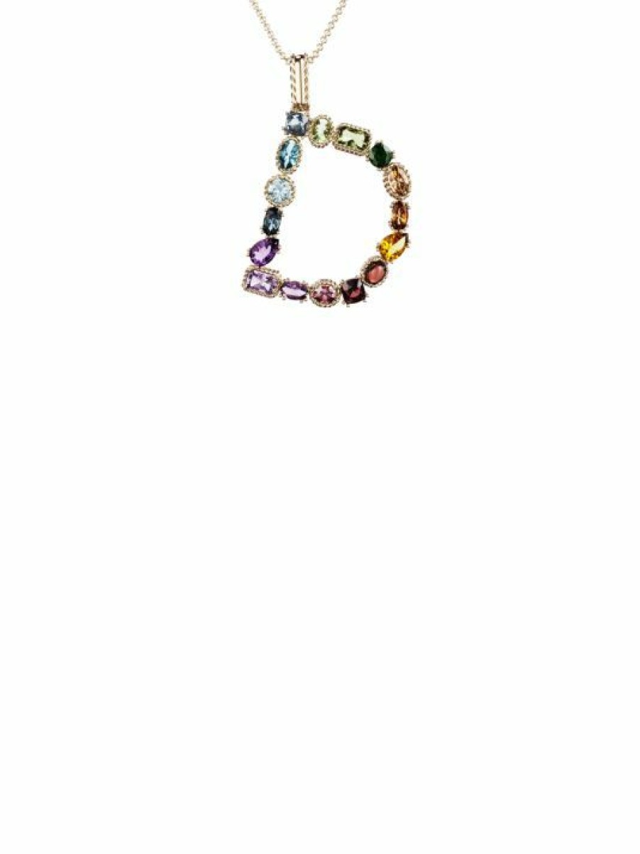 Jewelry * | Dolce&Gabbana Rainbow Alphabet 18K Gold & Gemstone Initial D Pendant Necklace