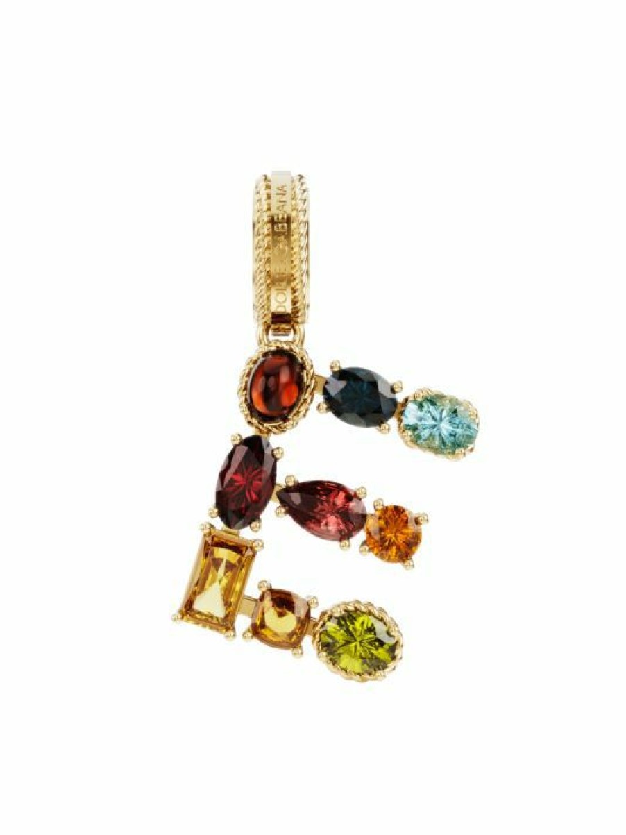 Jewelry * | Dolce&Gabbana Rainbow Alphabet 18K Yellow Gold & Multi Gemstone Initial E Charm