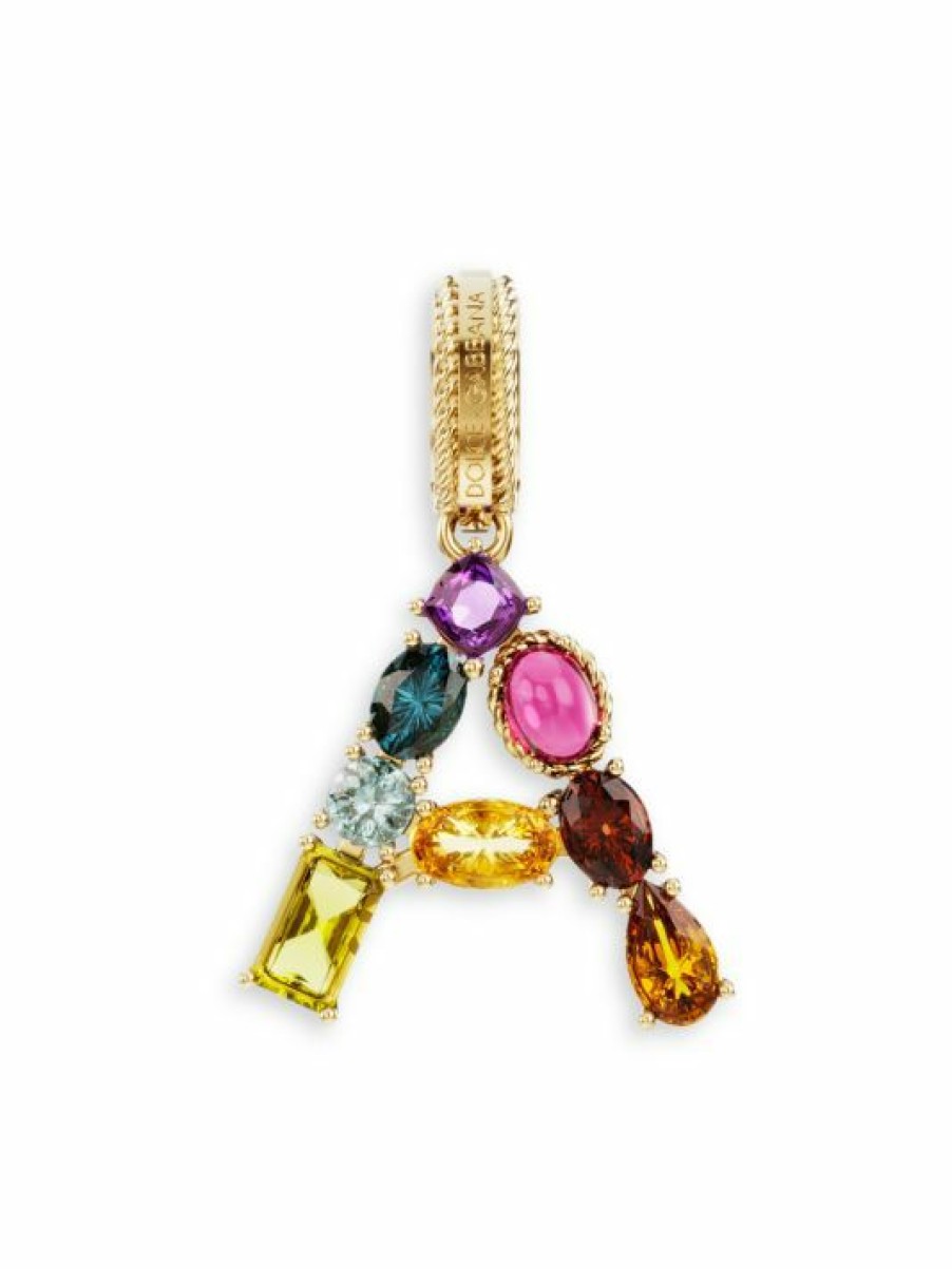 Jewelry * | Dolce&Gabbana Rainbow Alphabet 18K Yellow Gold & Multi Gemstone Initial A Charm