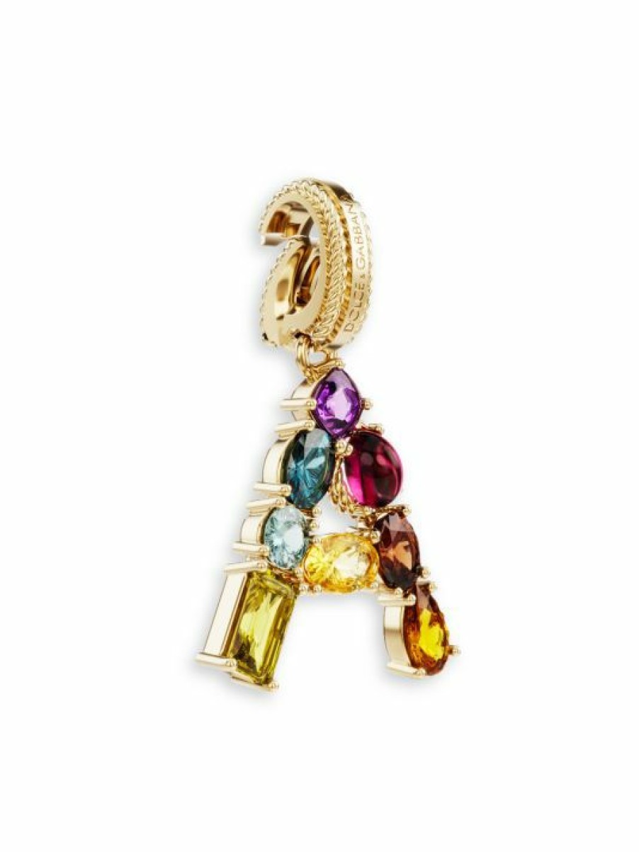 Jewelry * | Dolce&Gabbana Rainbow Alphabet 18K Yellow Gold & Multi Gemstone Initial A Charm