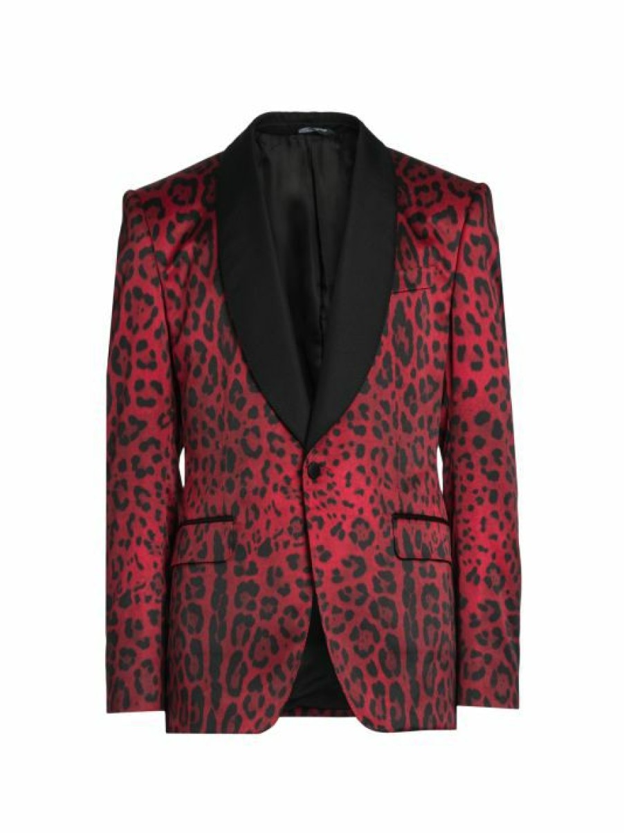 Men * | Dolce&Gabbana Single-Breasted Leopard-Print Blazer For Men