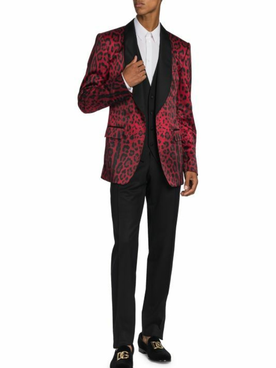 Men * | Dolce&Gabbana Single-Breasted Leopard-Print Blazer For Men