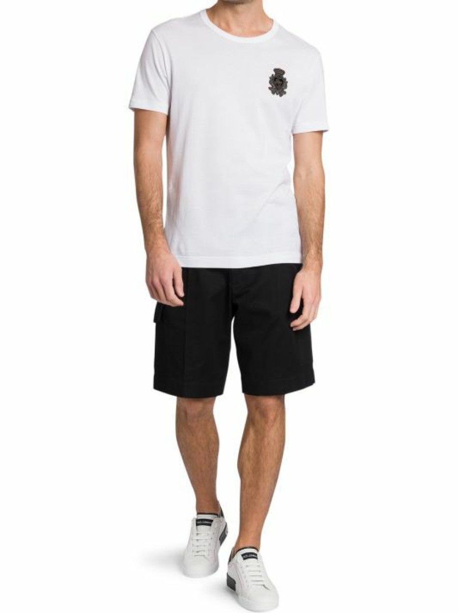 Men * | Dolce&Gabbana Embroidered Crest Cotton T-Shirt For Men