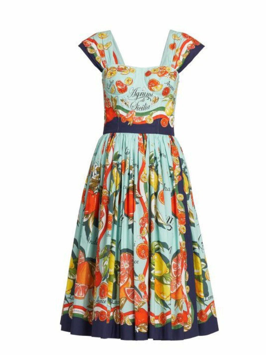 Women'S Clothing * | Dolce&Gabbana Capri Painterly Fruit Midi-Dress